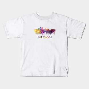 Des moines skyline in watercolor Kids T-Shirt